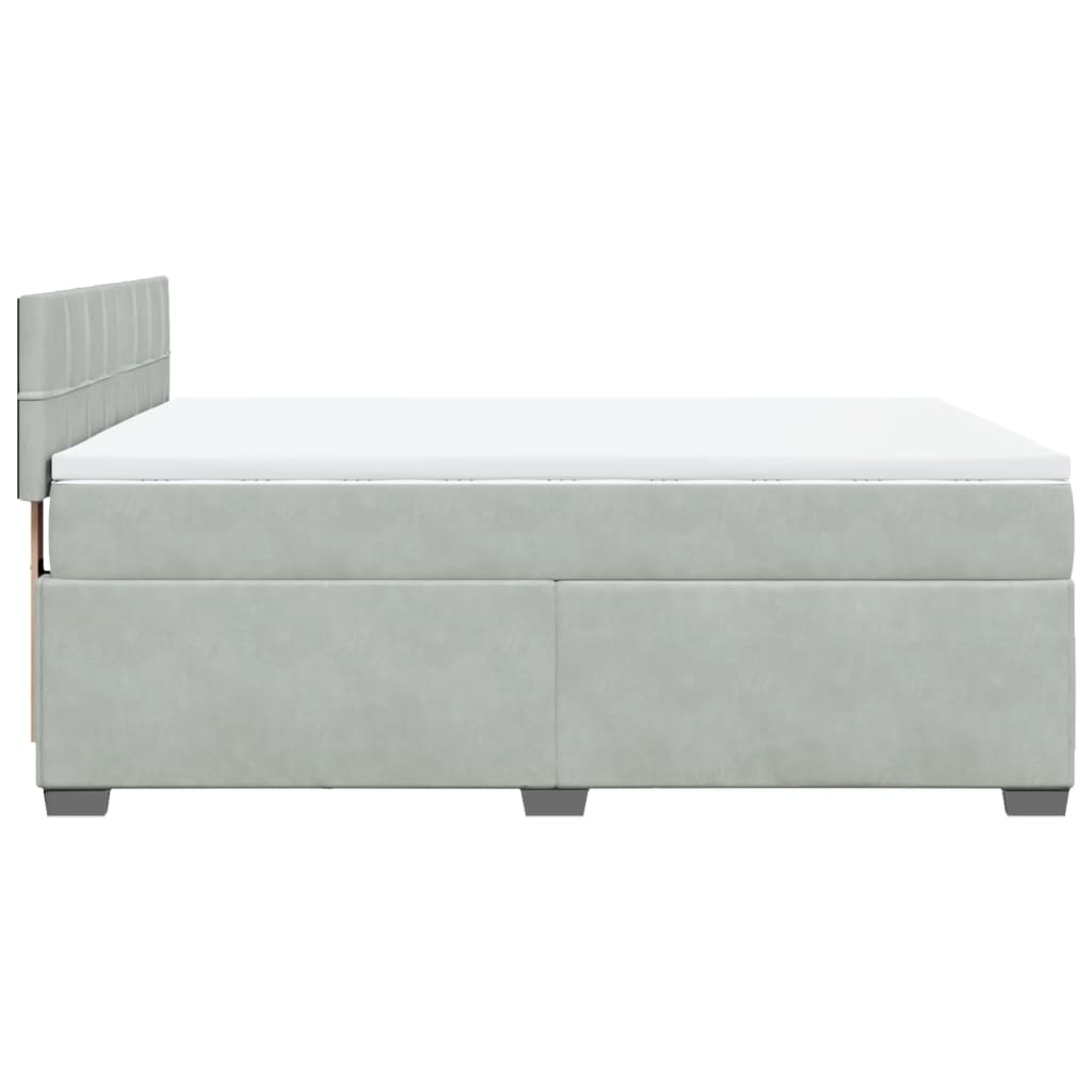 Boxspring met matras fluweel lichtgrijs 140x190 cm is nu te koop bij PeponiXL, paradijselijk wonen!
