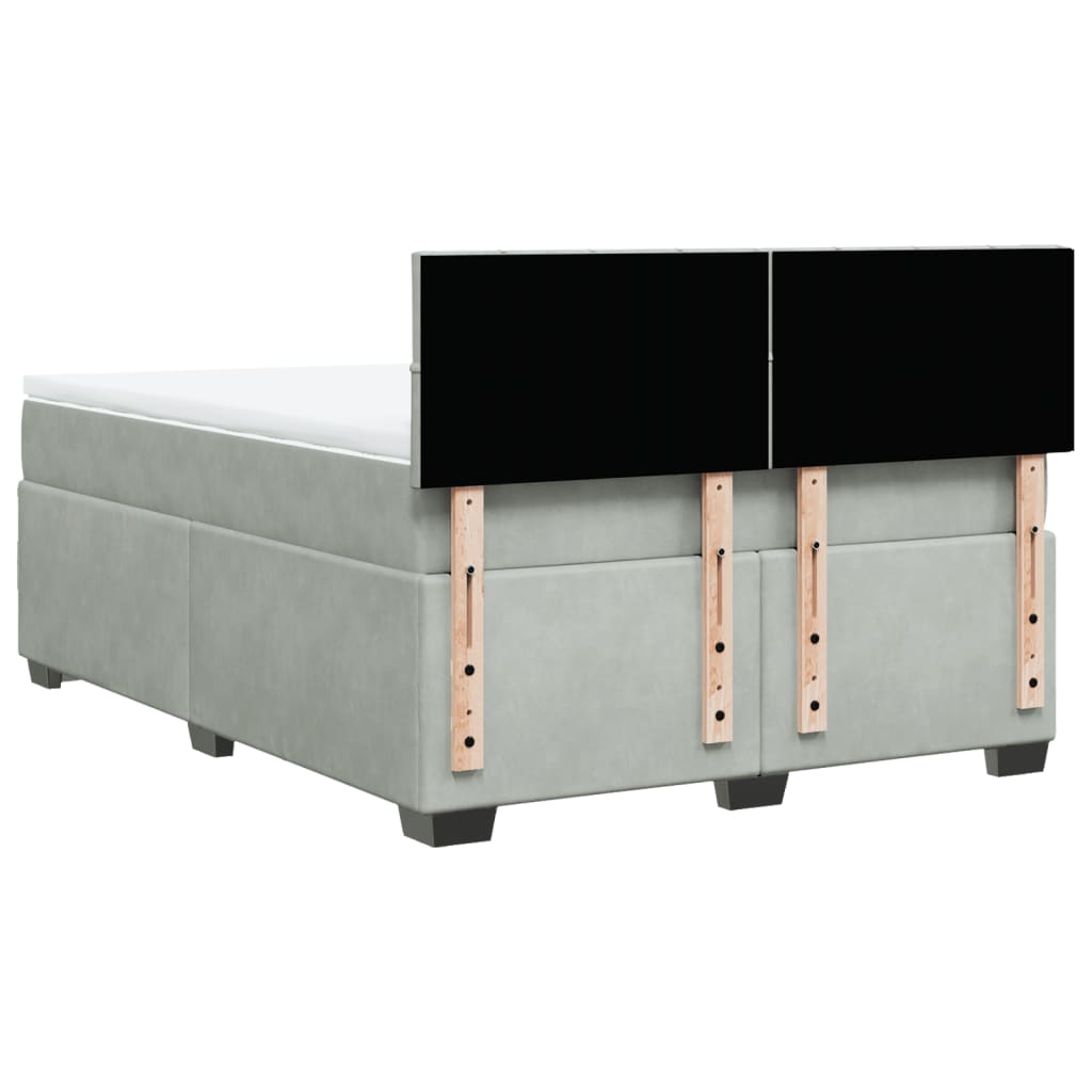 Boxspring met matras fluweel lichtgrijs 140x190 cm is nu te koop bij PeponiXL, paradijselijk wonen!