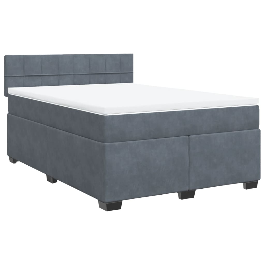 Boxspring met matras fluweel donkergrijs 140x190 cm is nu te koop bij PeponiXL, paradijselijk wonen!