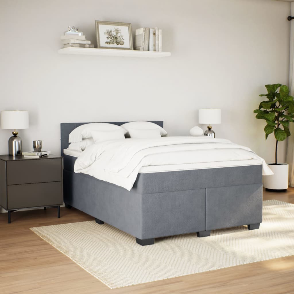 Boxspring met matras fluweel donkergrijs 140x190 cm is nu te koop bij PeponiXL, paradijselijk wonen!