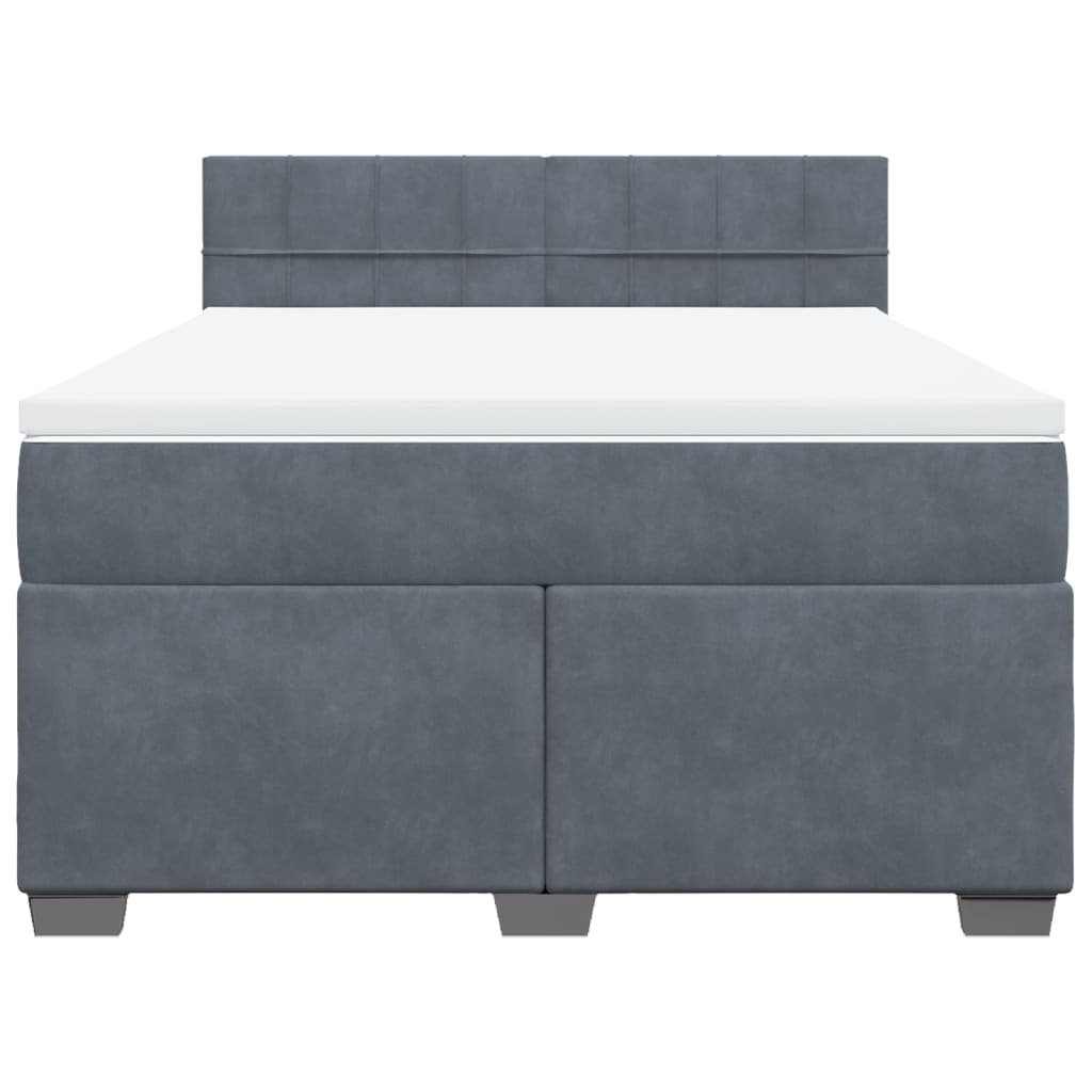 Boxspring met matras fluweel donkergrijs 140x190 cm is nu te koop bij PeponiXL, paradijselijk wonen!