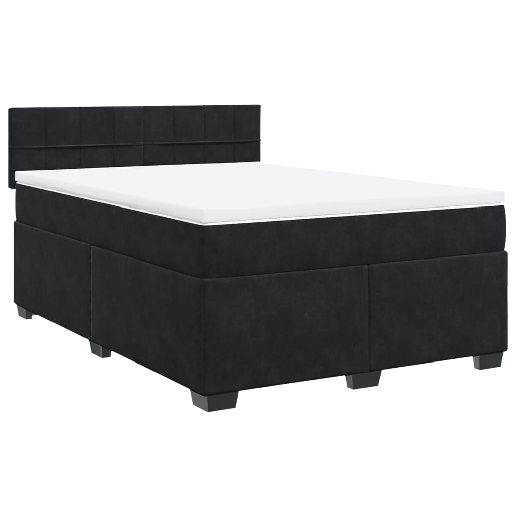 Boxspring met matras fluweel zwart 140x190 cm is nu te koop bij PeponiXL, paradijselijk wonen!
