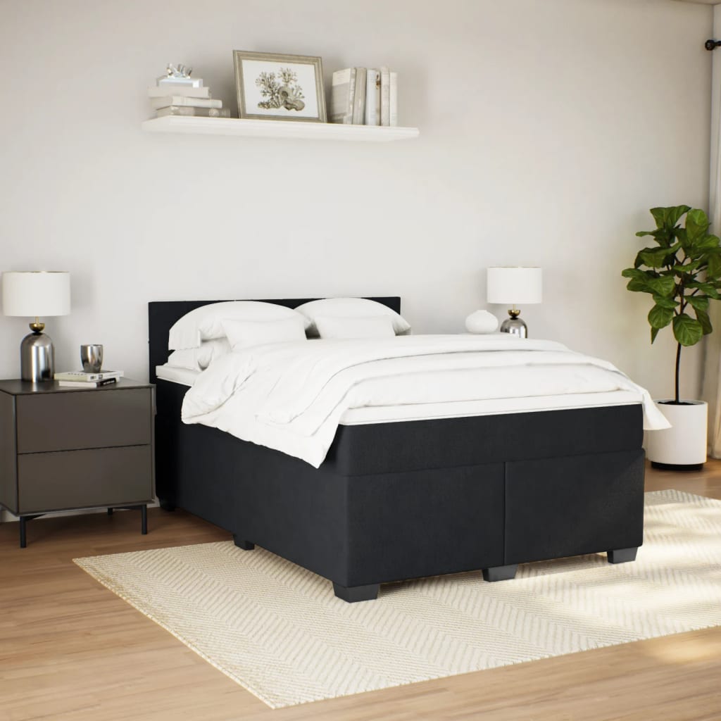 Boxspring met matras fluweel zwart 140x190 cm is nu te koop bij PeponiXL, paradijselijk wonen!