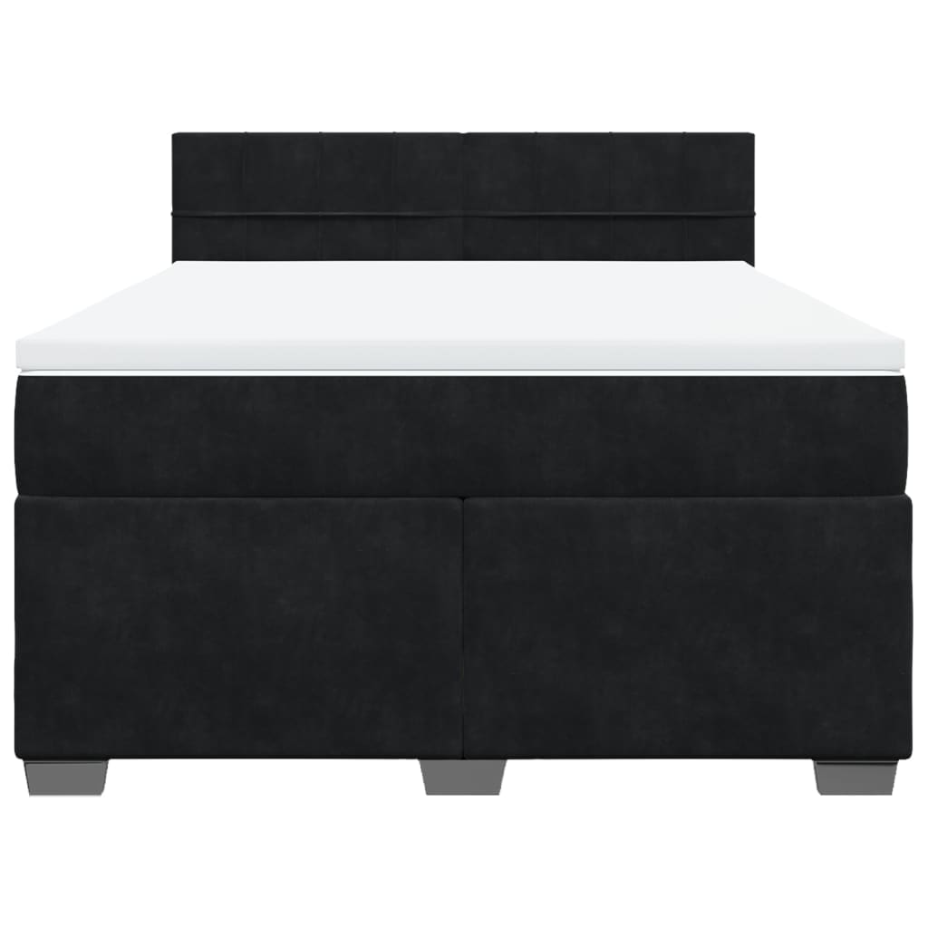 Boxspring met matras fluweel zwart 140x190 cm is nu te koop bij PeponiXL, paradijselijk wonen!