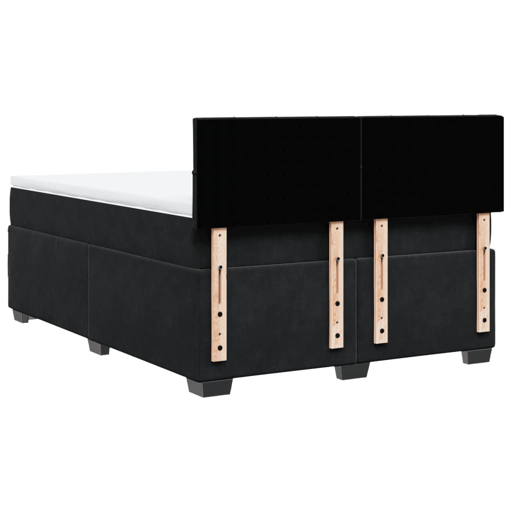 Boxspring met matras fluweel zwart 140x190 cm is nu te koop bij PeponiXL, paradijselijk wonen!
