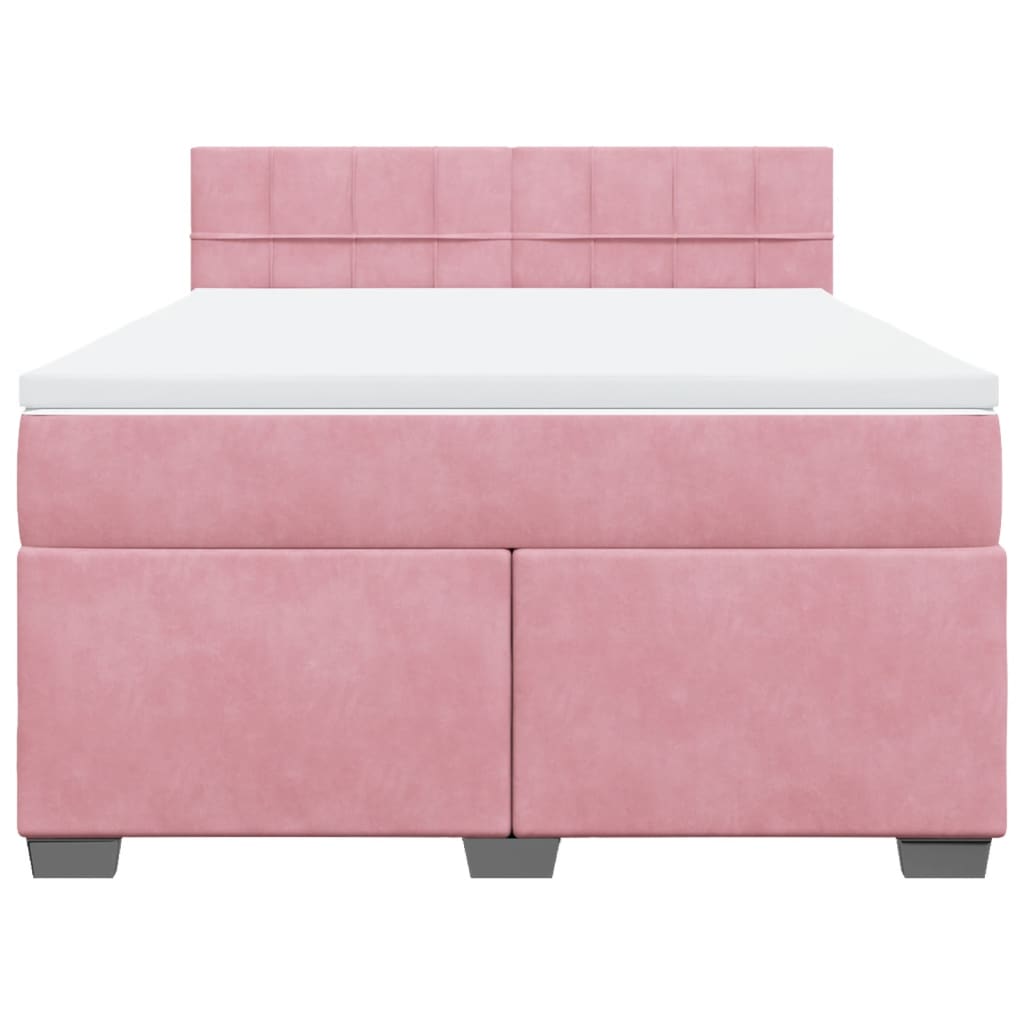 Boxspring met matras fluweel roze 140x190 cm is nu te koop bij PeponiXL, paradijselijk wonen!