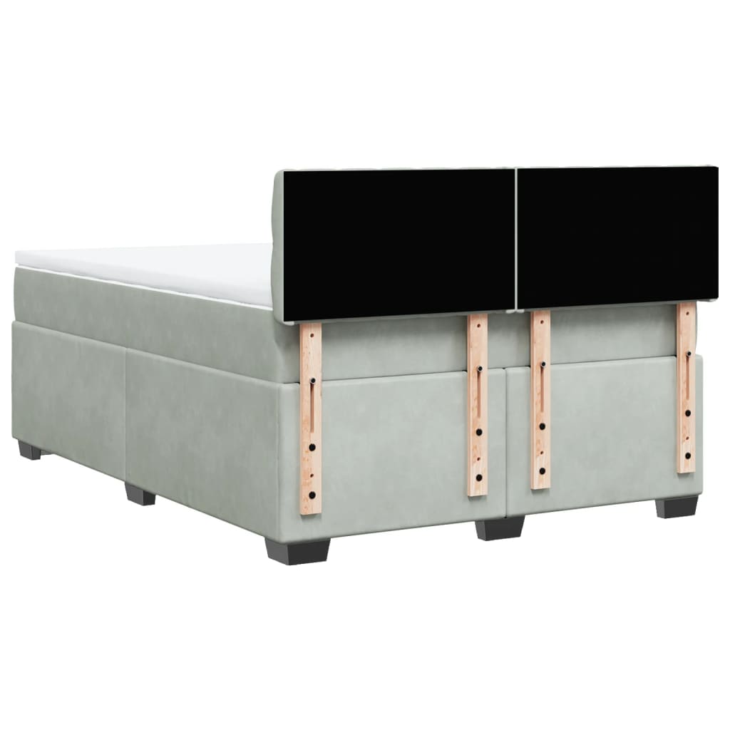Boxspring met matras fluweel lichtgrijs 140x190 cm is nu te koop bij PeponiXL, paradijselijk wonen!
