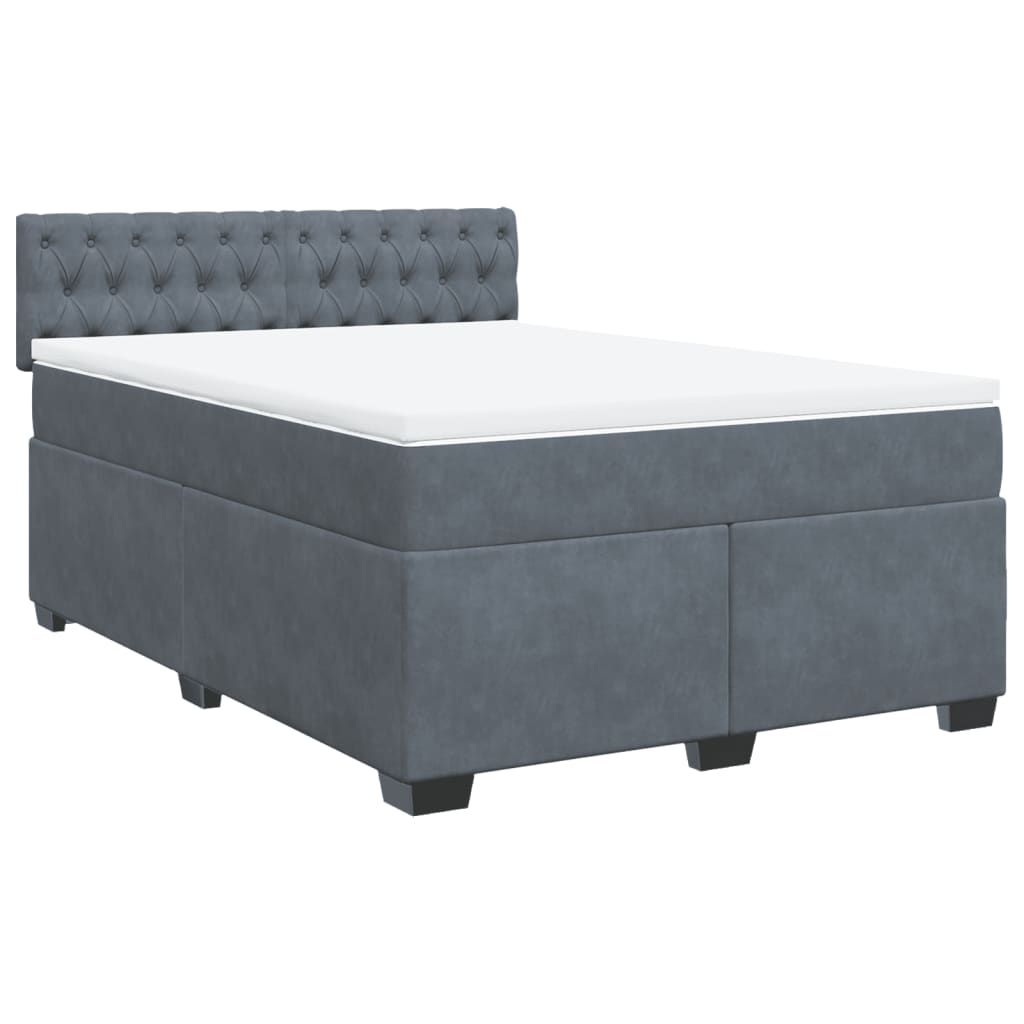 Boxspring met matras fluweel donkergrijs 140x190 cm is nu te koop bij PeponiXL, paradijselijk wonen!