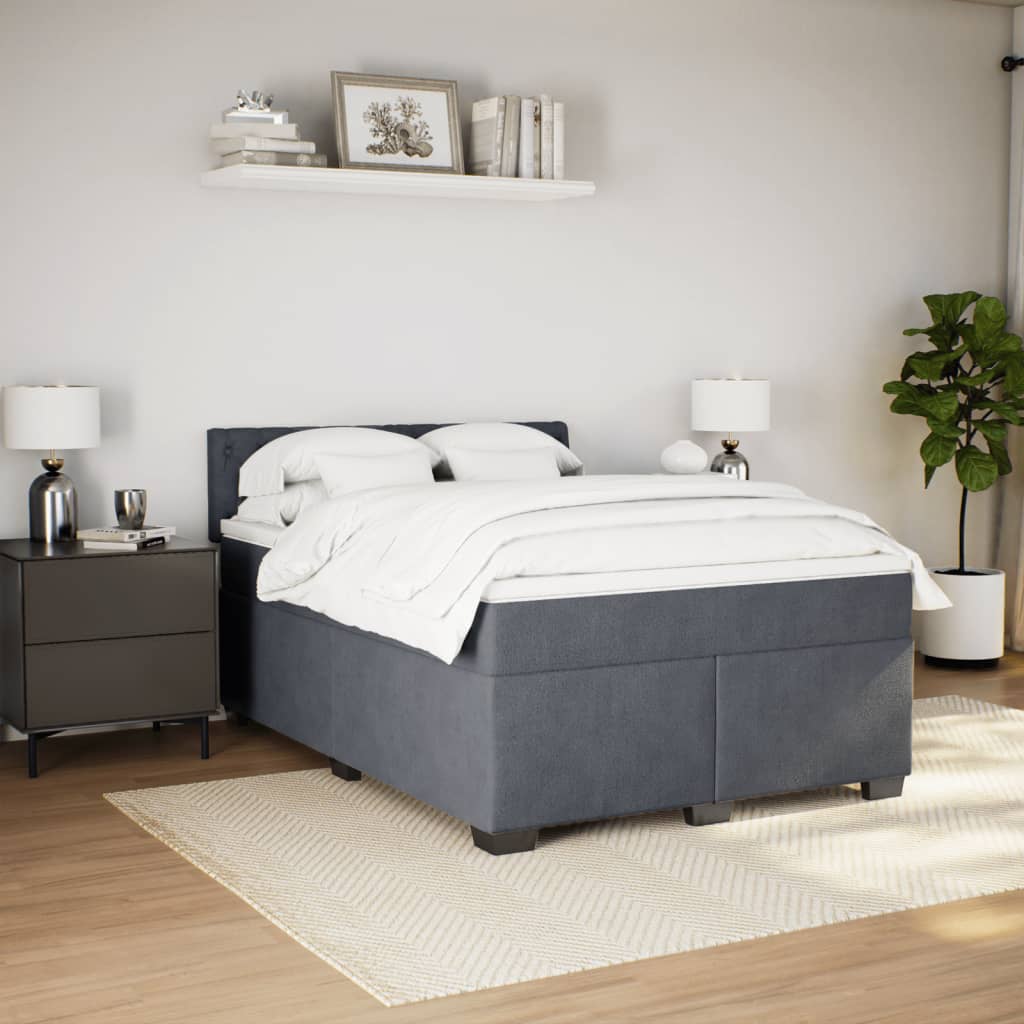 Boxspring met matras fluweel donkergrijs 140x190 cm is nu te koop bij PeponiXL, paradijselijk wonen!