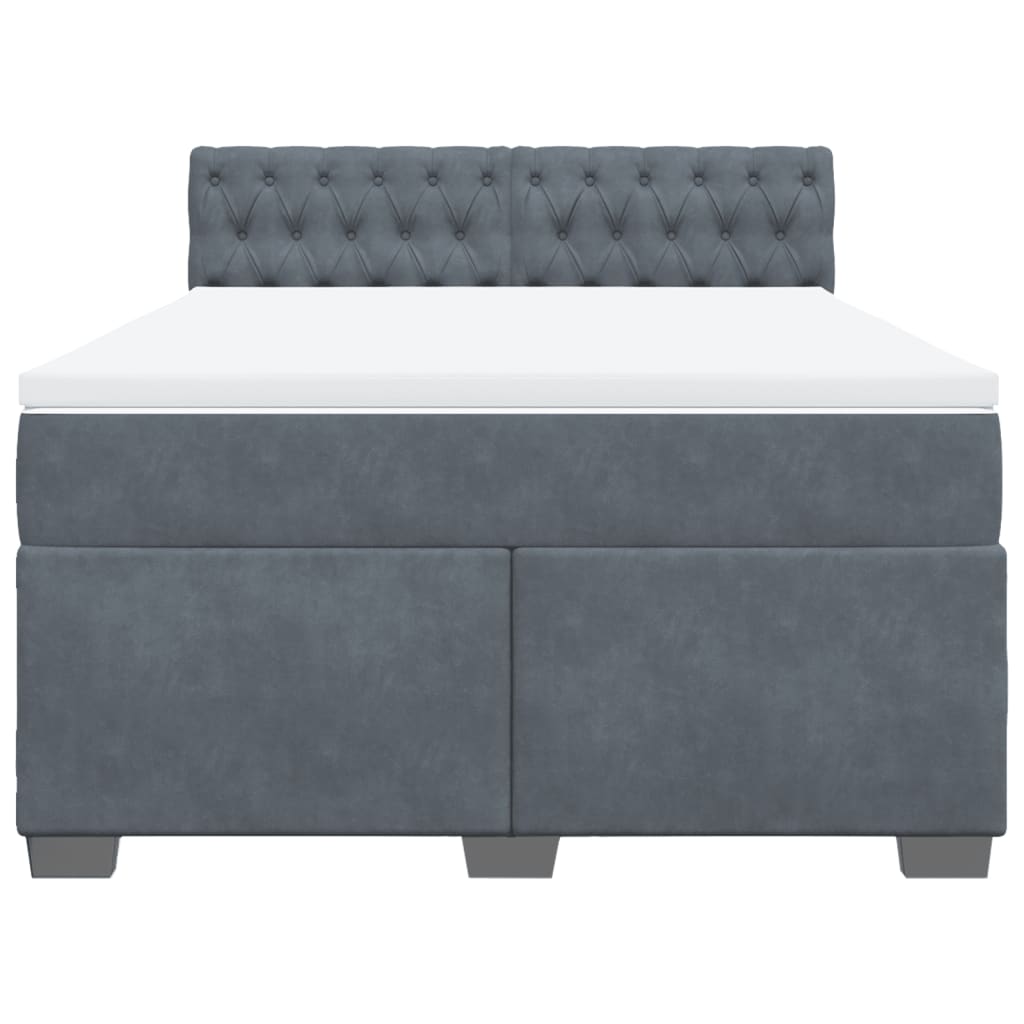 Boxspring met matras fluweel donkergrijs 140x190 cm is nu te koop bij PeponiXL, paradijselijk wonen!