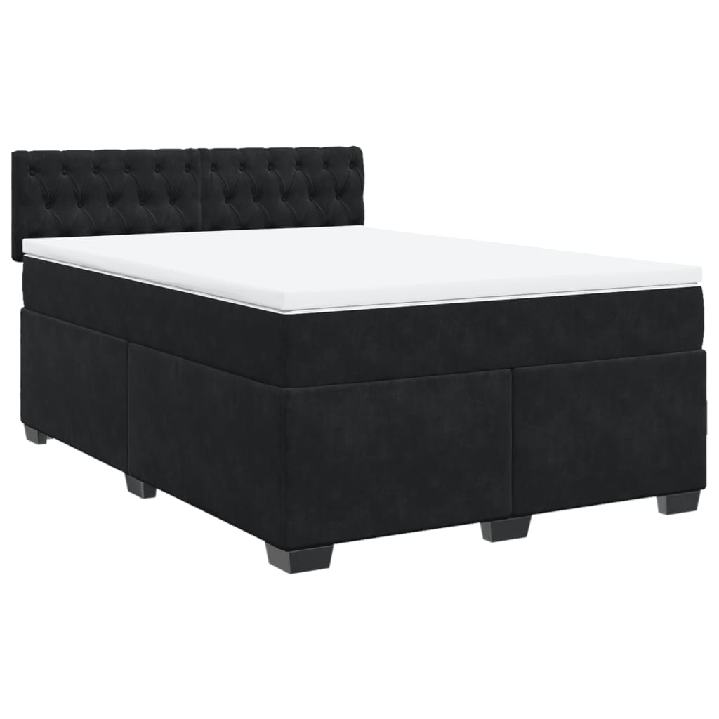 Boxspring met matras fluweel zwart 140x190 cm is nu te koop bij PeponiXL, paradijselijk wonen!