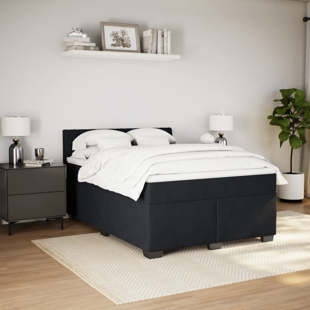 Boxspring met matras fluweel zwart 140x190 cm is nu te koop bij PeponiXL, paradijselijk wonen!