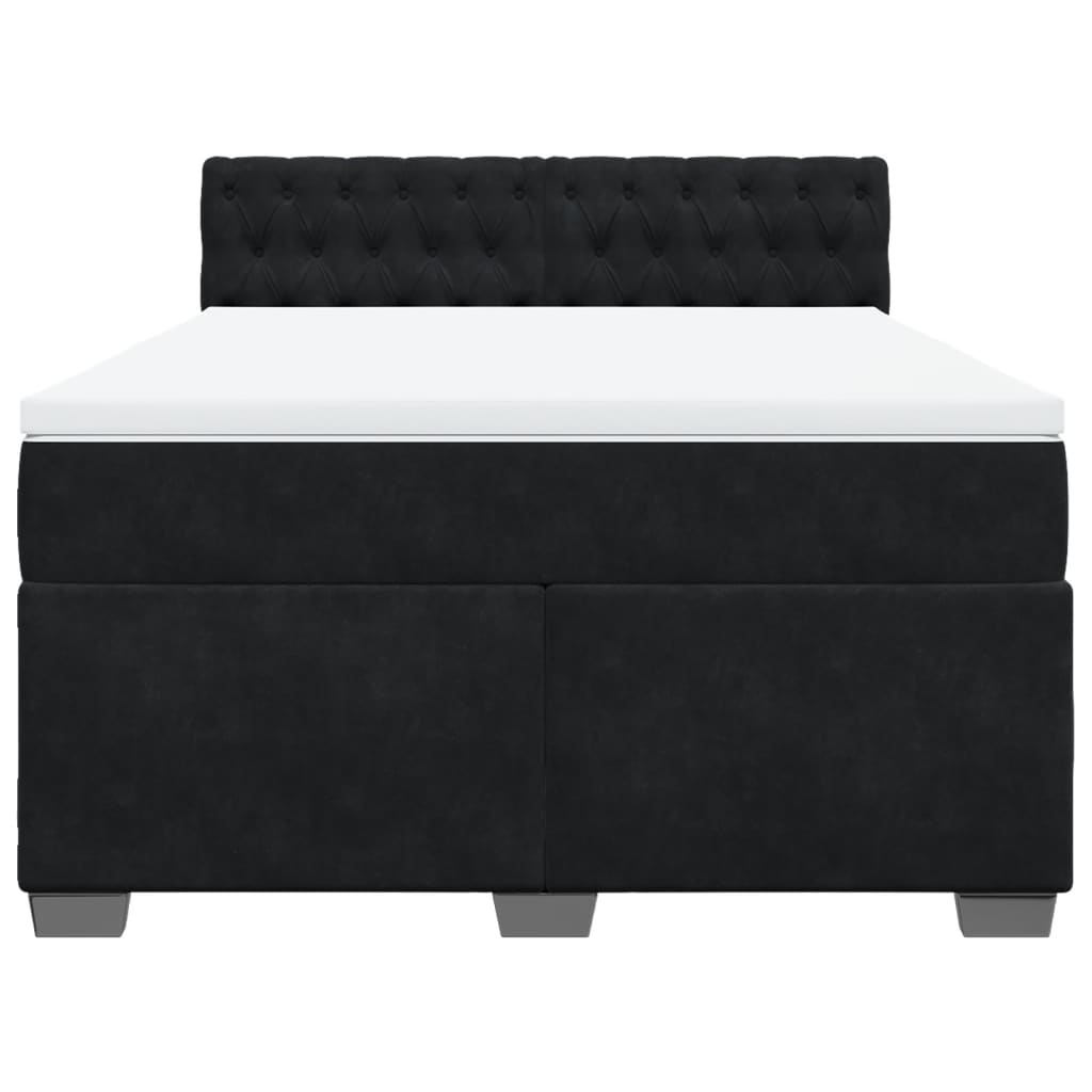 Boxspring met matras fluweel zwart 140x190 cm is nu te koop bij PeponiXL, paradijselijk wonen!