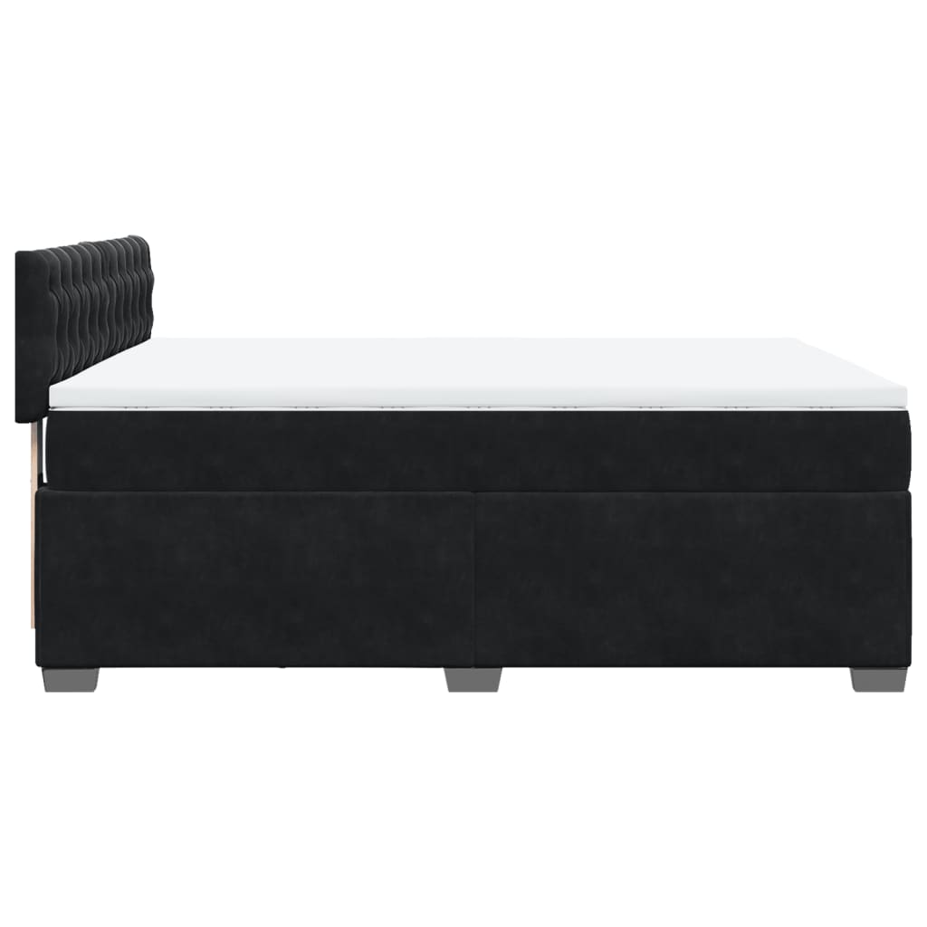 Boxspring met matras fluweel zwart 140x190 cm is nu te koop bij PeponiXL, paradijselijk wonen!