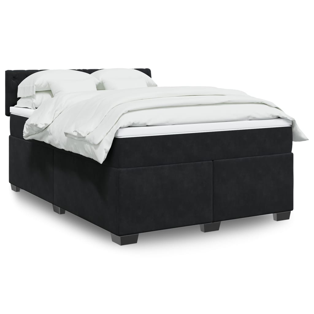 Boxspring met matras fluweel zwart 140x190 cm is nu te koop bij PeponiXL, paradijselijk wonen!
