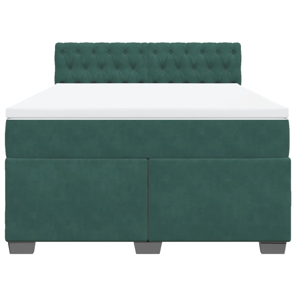 Boxspring met matras fluweel donkergroen 140x190 cm is nu te koop bij PeponiXL, paradijselijk wonen!