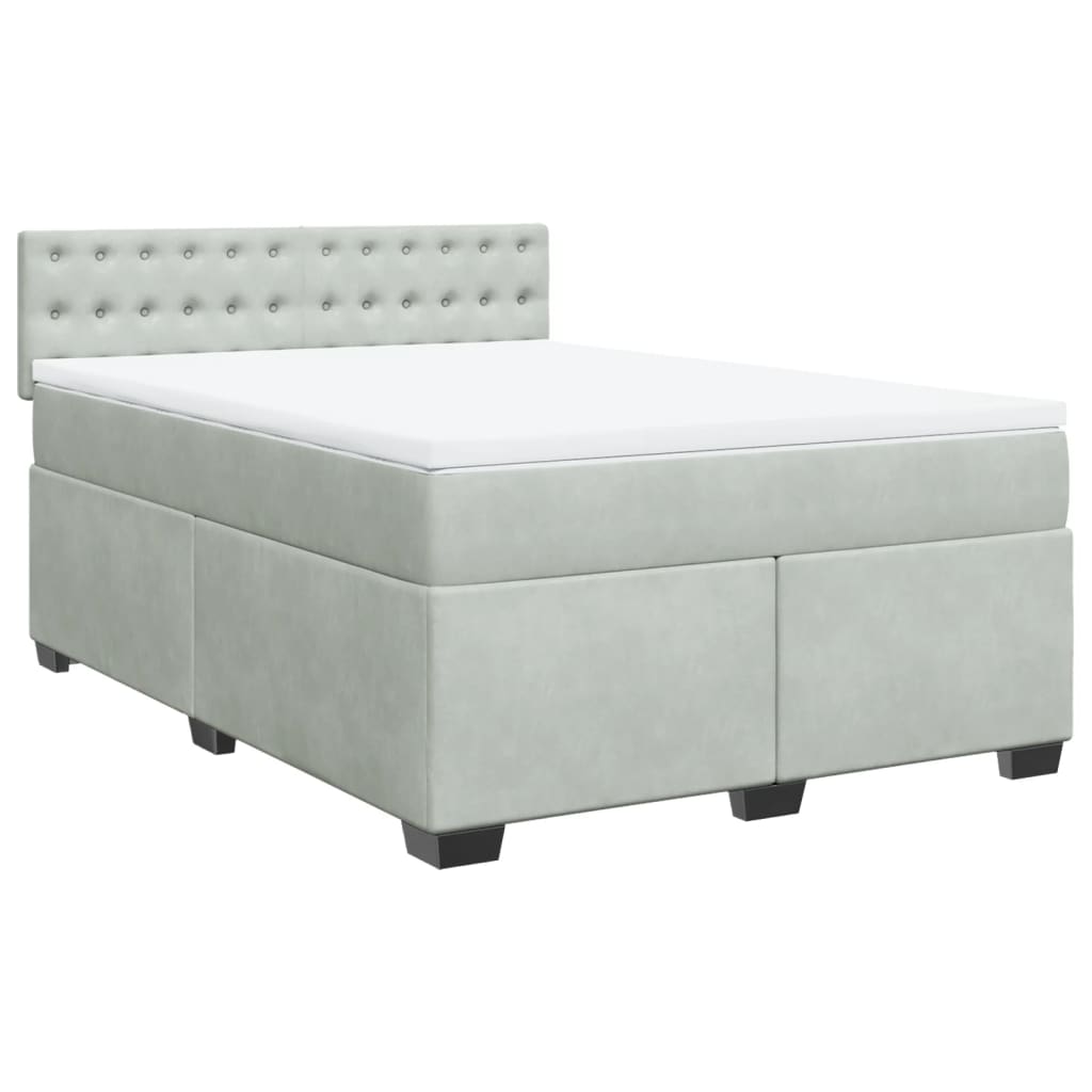 Boxspring met matras fluweel lichtgrijs 140x190 cm is nu te koop bij PeponiXL, paradijselijk wonen!