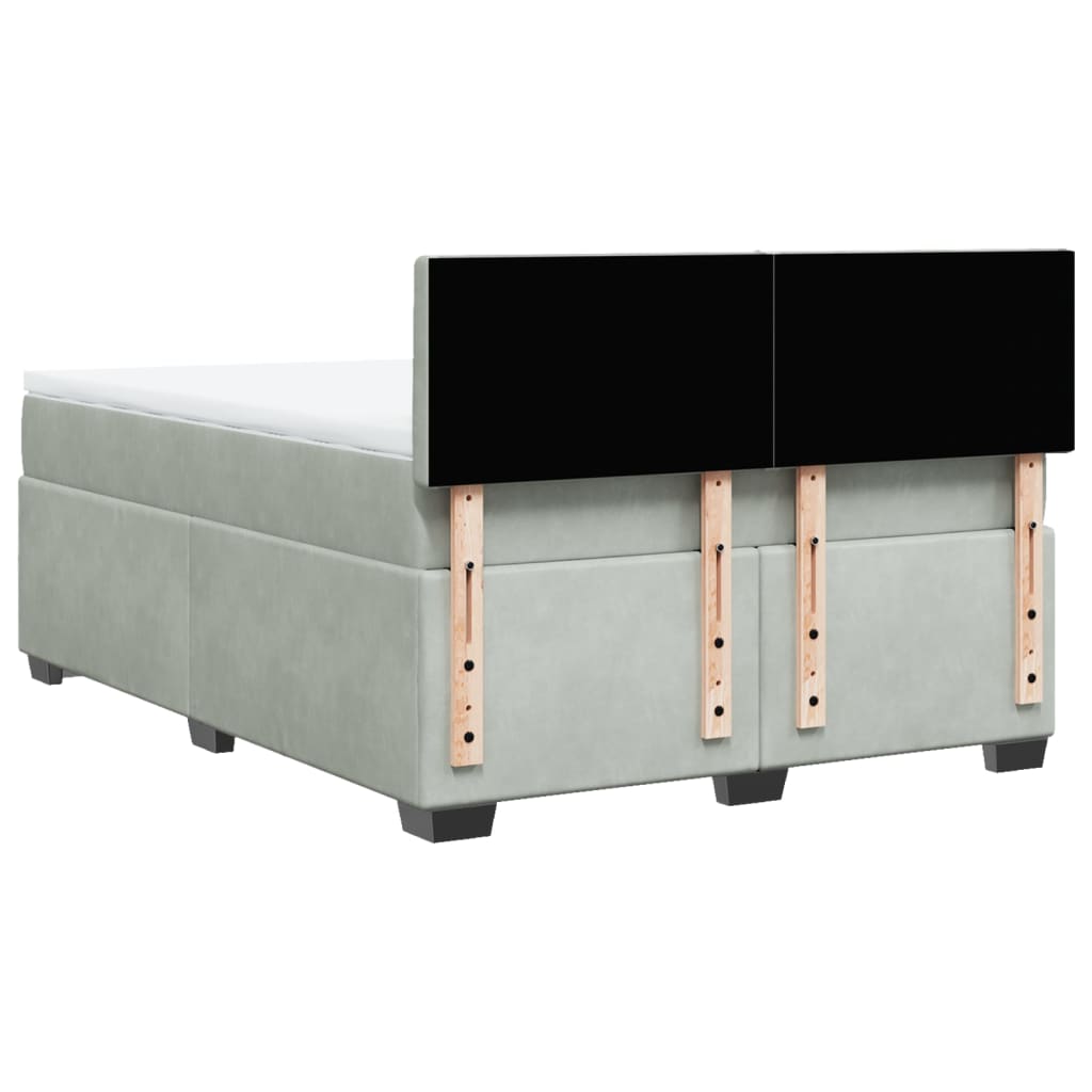 Boxspring met matras fluweel lichtgrijs 140x190 cm is nu te koop bij PeponiXL, paradijselijk wonen!