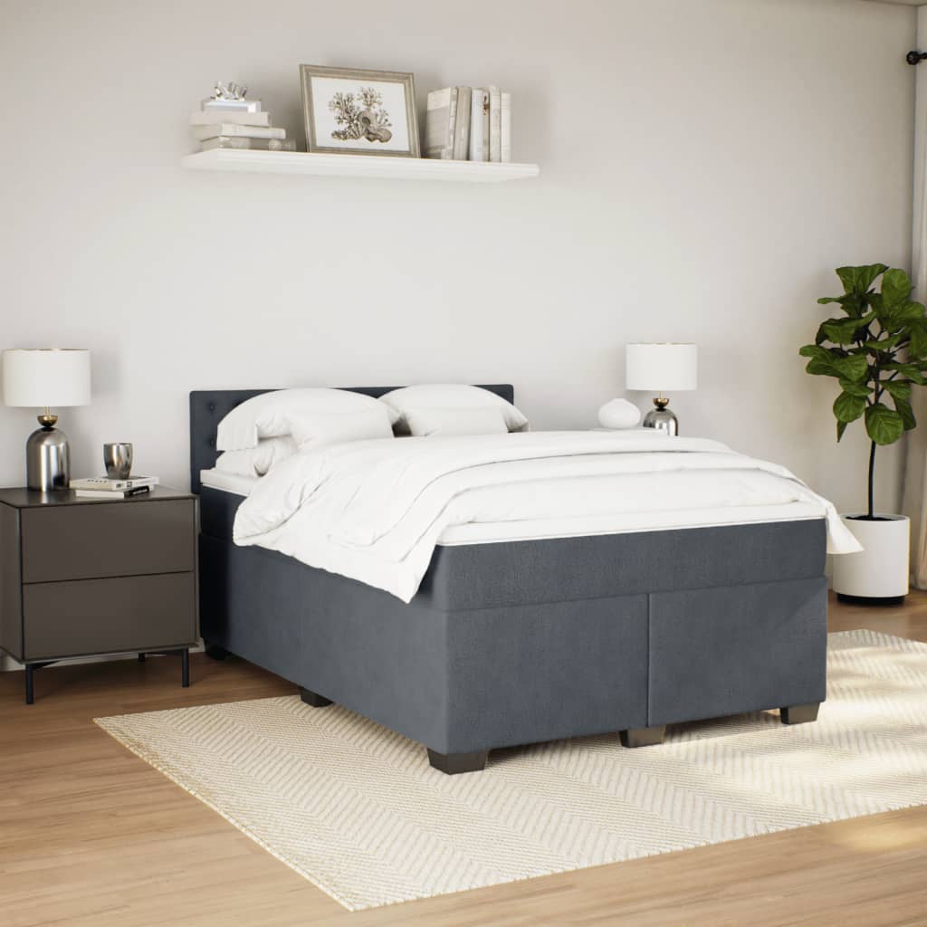 Boxspring met matras fluweel donkergrijs 140x190 cm is nu te koop bij PeponiXL, paradijselijk wonen!