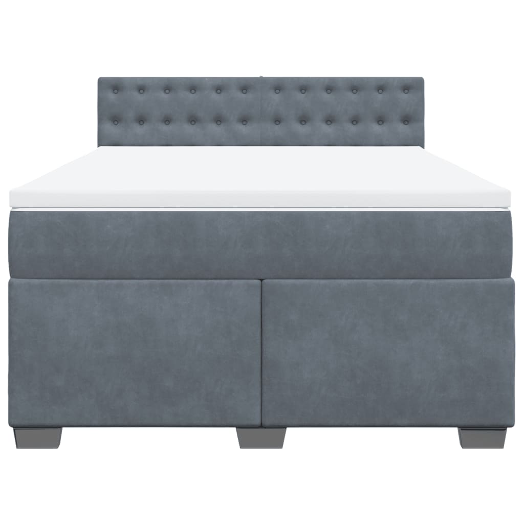 Boxspring met matras fluweel donkergrijs 140x190 cm is nu te koop bij PeponiXL, paradijselijk wonen!