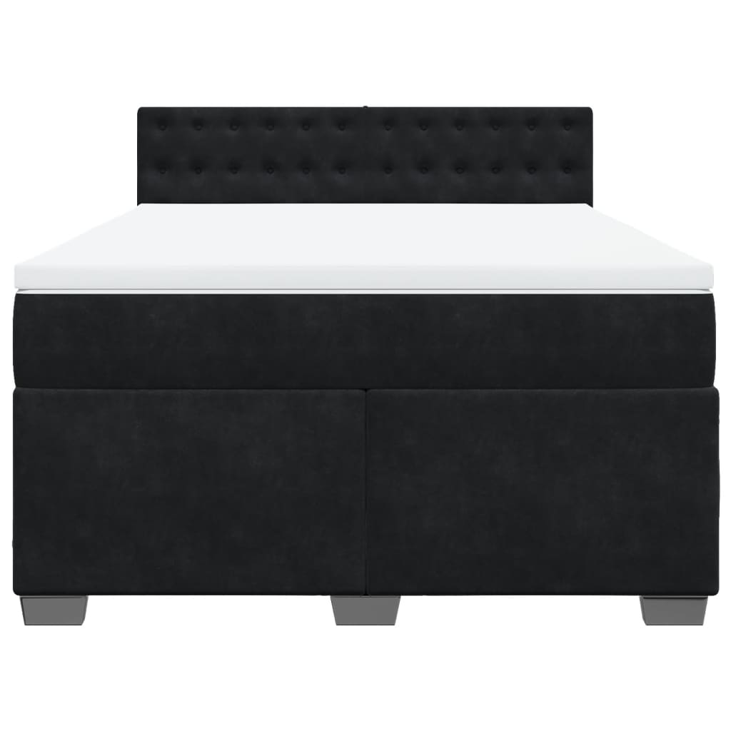 Boxspring met matras fluweel zwart 140x190 cm is nu te koop bij PeponiXL, paradijselijk wonen!