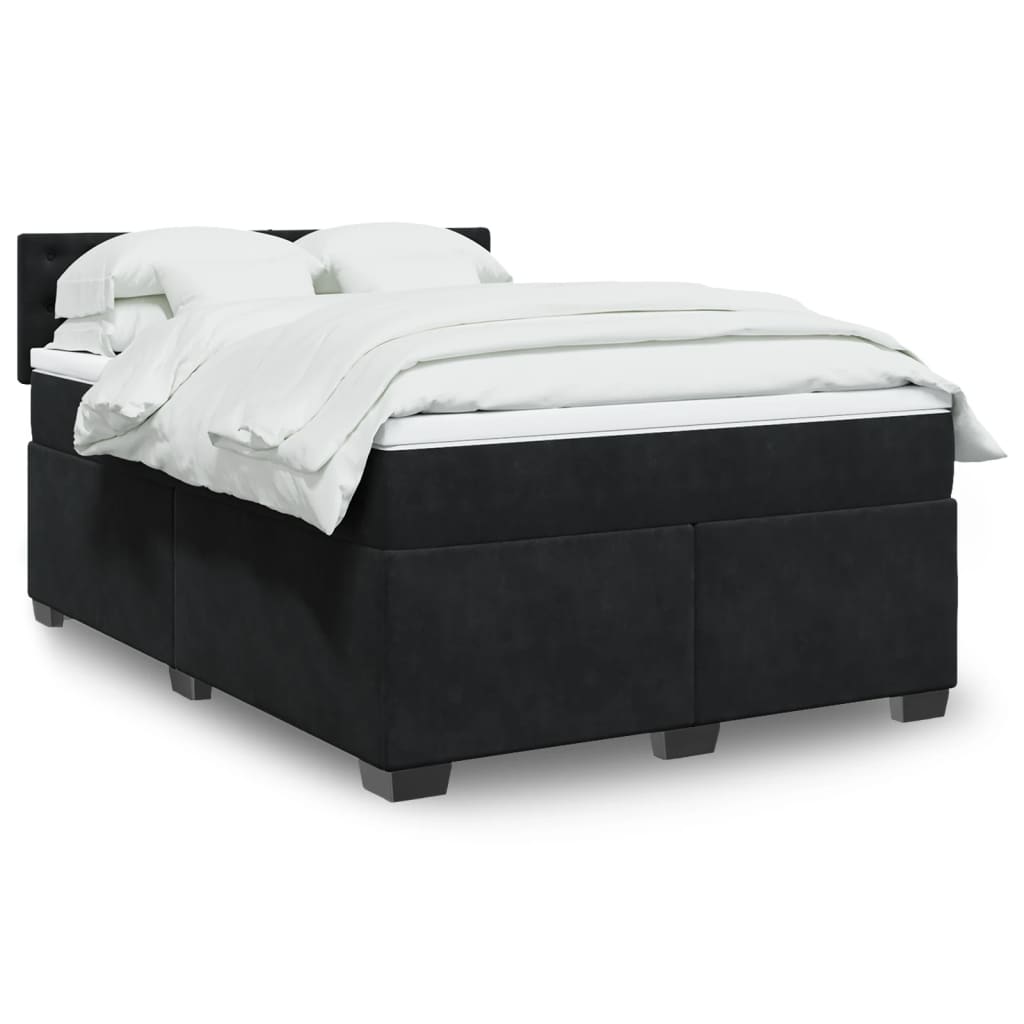 Boxspring met matras fluweel zwart 140x190 cm is nu te koop bij PeponiXL, paradijselijk wonen!