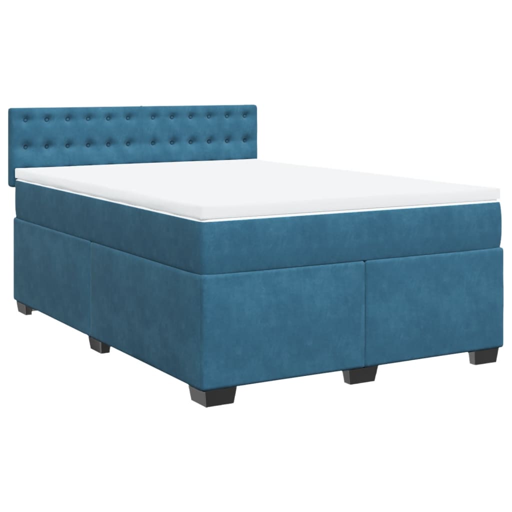 Boxspring met matras fluweel donkerblauw 140x190 cm is nu te koop bij PeponiXL, paradijselijk wonen!