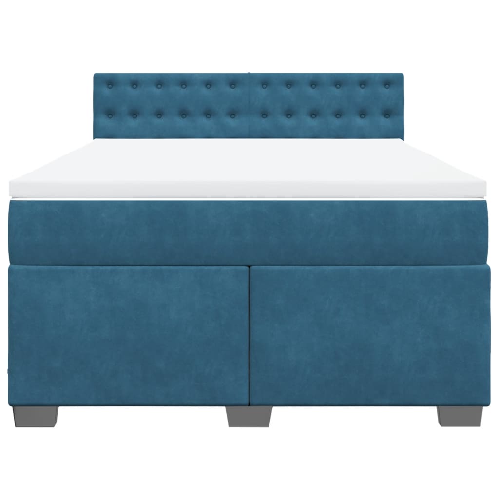 Boxspring met matras fluweel donkerblauw 140x190 cm is nu te koop bij PeponiXL, paradijselijk wonen!