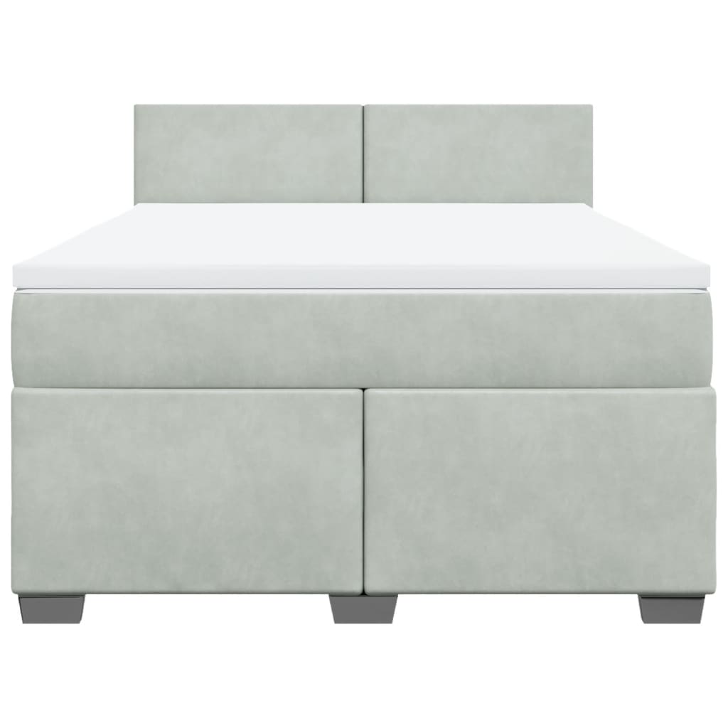 Boxspring met matras fluweel lichtgrijs 140x200 cm is nu te koop bij PeponiXL, paradijselijk wonen!