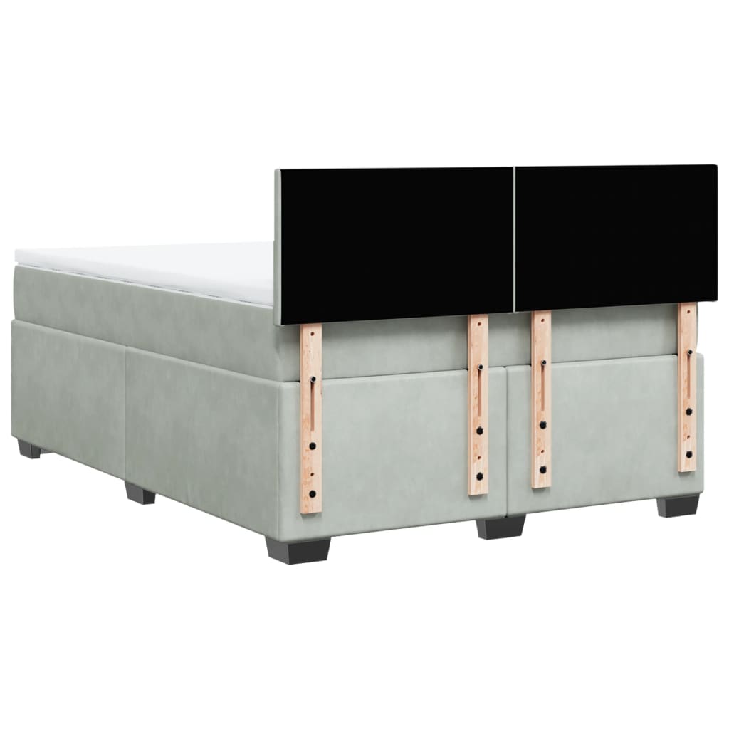 Boxspring met matras fluweel lichtgrijs 140x200 cm is nu te koop bij PeponiXL, paradijselijk wonen!