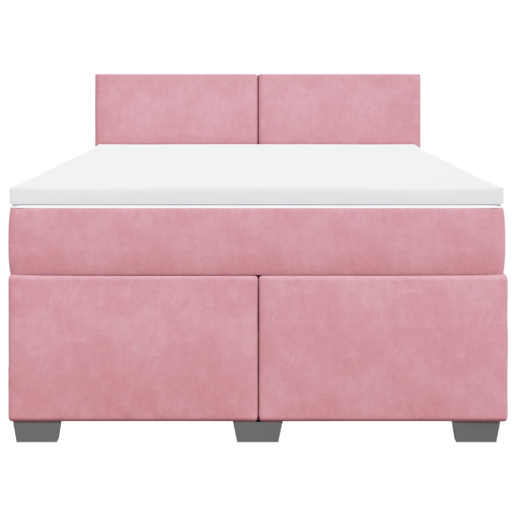 Boxspring met matras fluweel donkerroze 140x200 cm is nu te koop bij PeponiXL, paradijselijk wonen!