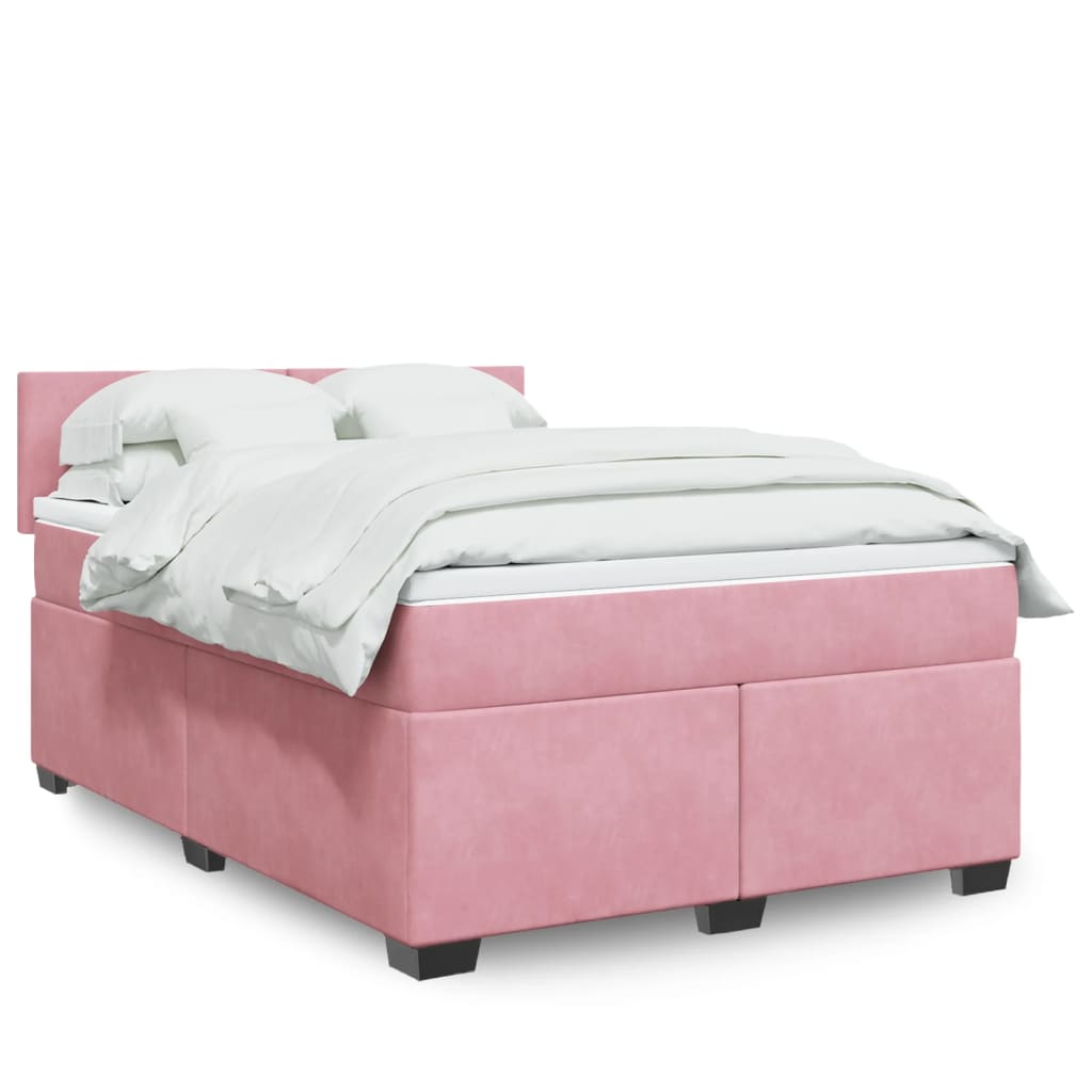 Boxspring met matras fluweel donkerroze 140x200 cm is nu te koop bij PeponiXL, paradijselijk wonen!