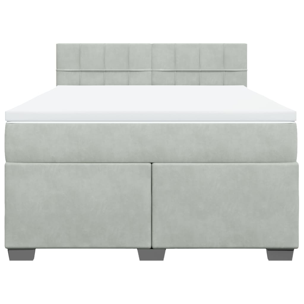 Boxspring met matras fluweel lichtgrijs 140x200 cm is nu te koop bij PeponiXL, paradijselijk wonen!