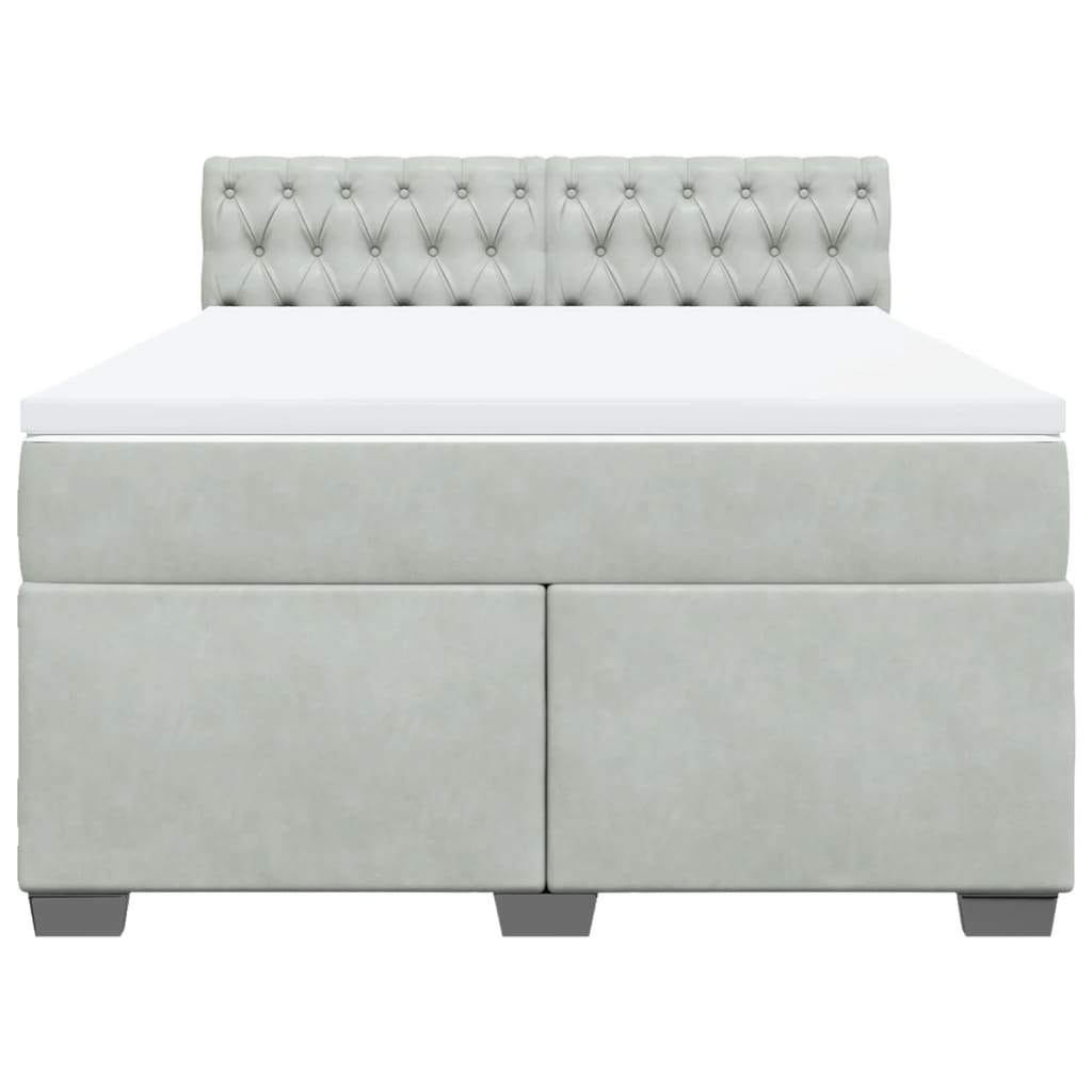 Boxspring met matras fluweel lichtgrijs 140x200 cm is nu te koop bij PeponiXL, paradijselijk wonen!