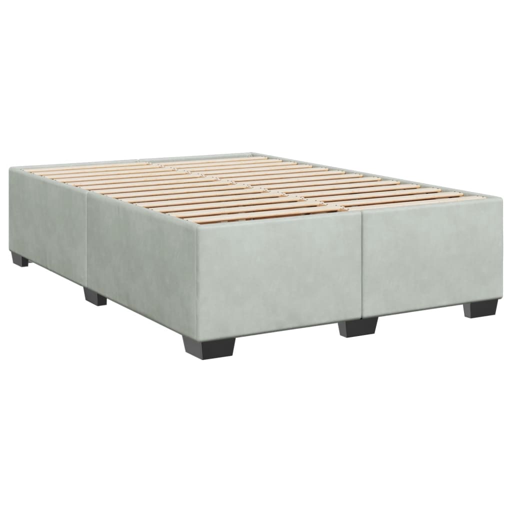 Boxspring met matras fluweel lichtgrijs 140x200 cm is nu te koop bij PeponiXL, paradijselijk wonen!