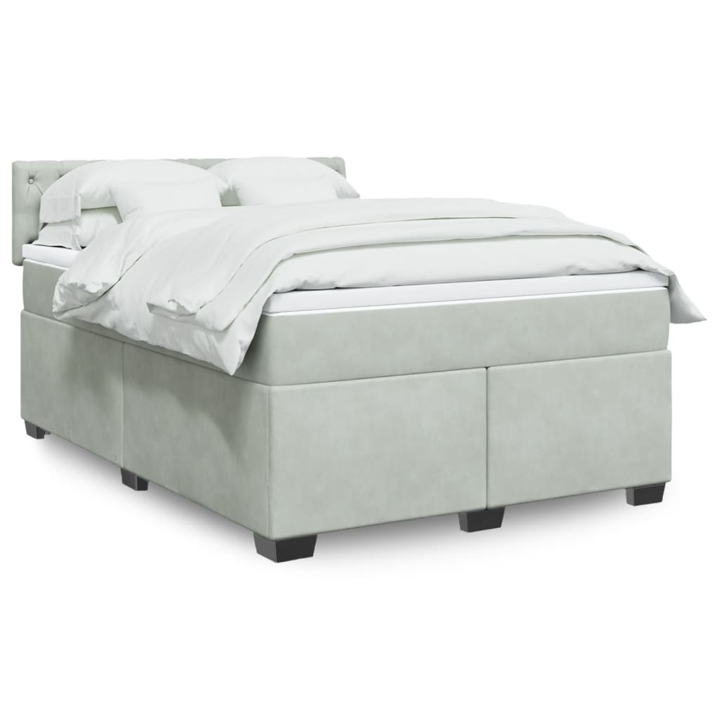 Boxspring met matras fluweel lichtgrijs 140x200 cm is nu te koop bij PeponiXL, paradijselijk wonen!