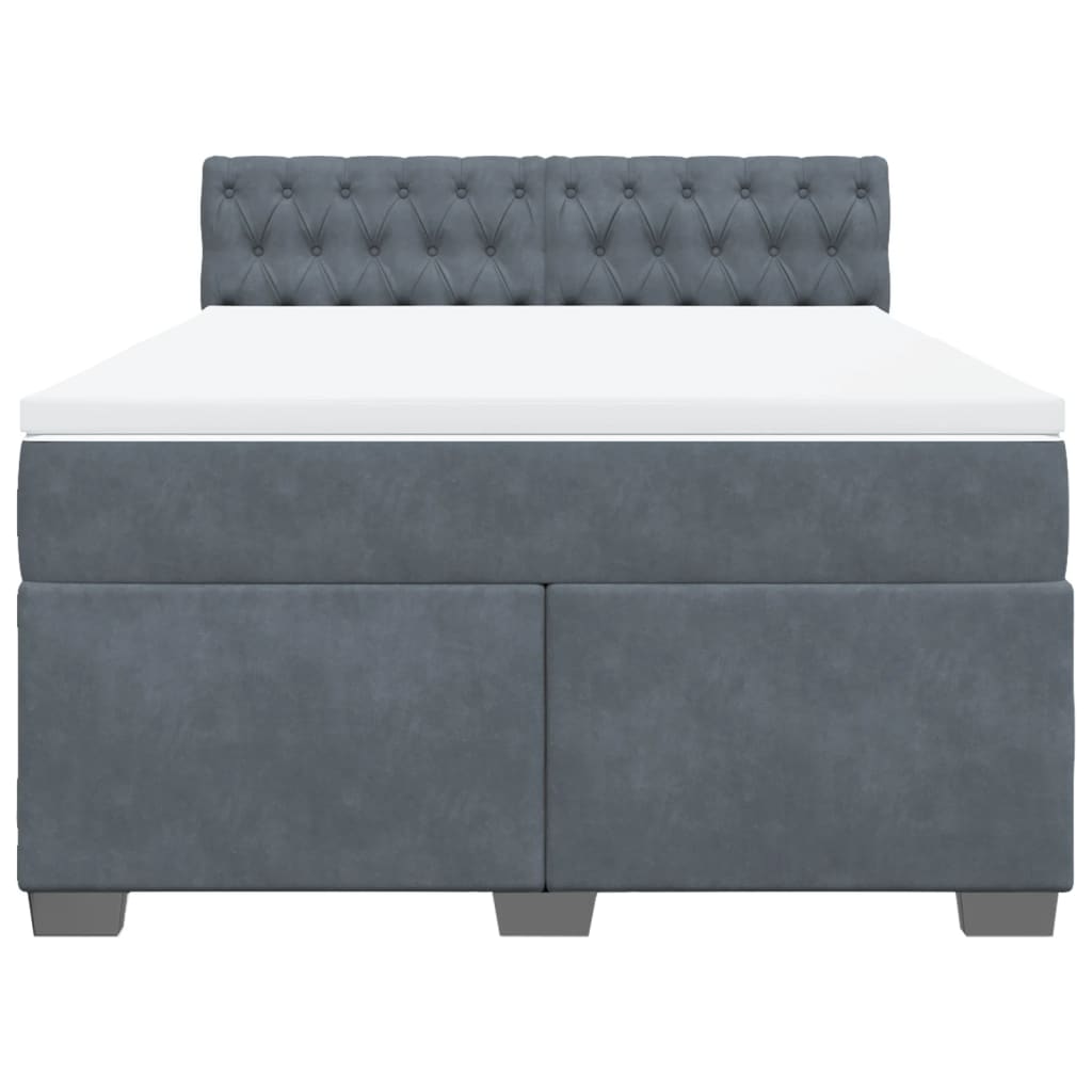 Boxspring met matras fluweel donkergrijs 140x200 cm is nu te koop bij PeponiXL, paradijselijk wonen!