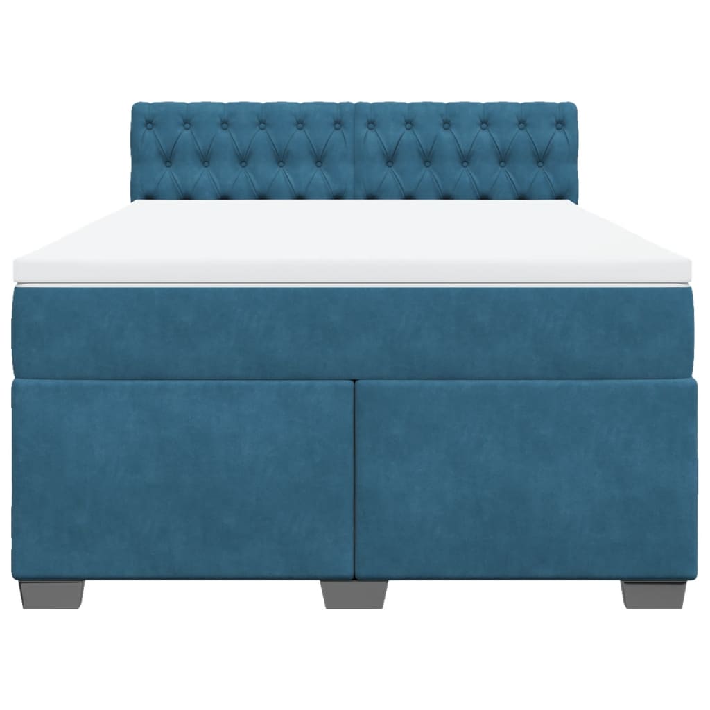 Boxspring met matras fluweel donkerblauw 140x200 cm is nu te koop bij PeponiXL, paradijselijk wonen!