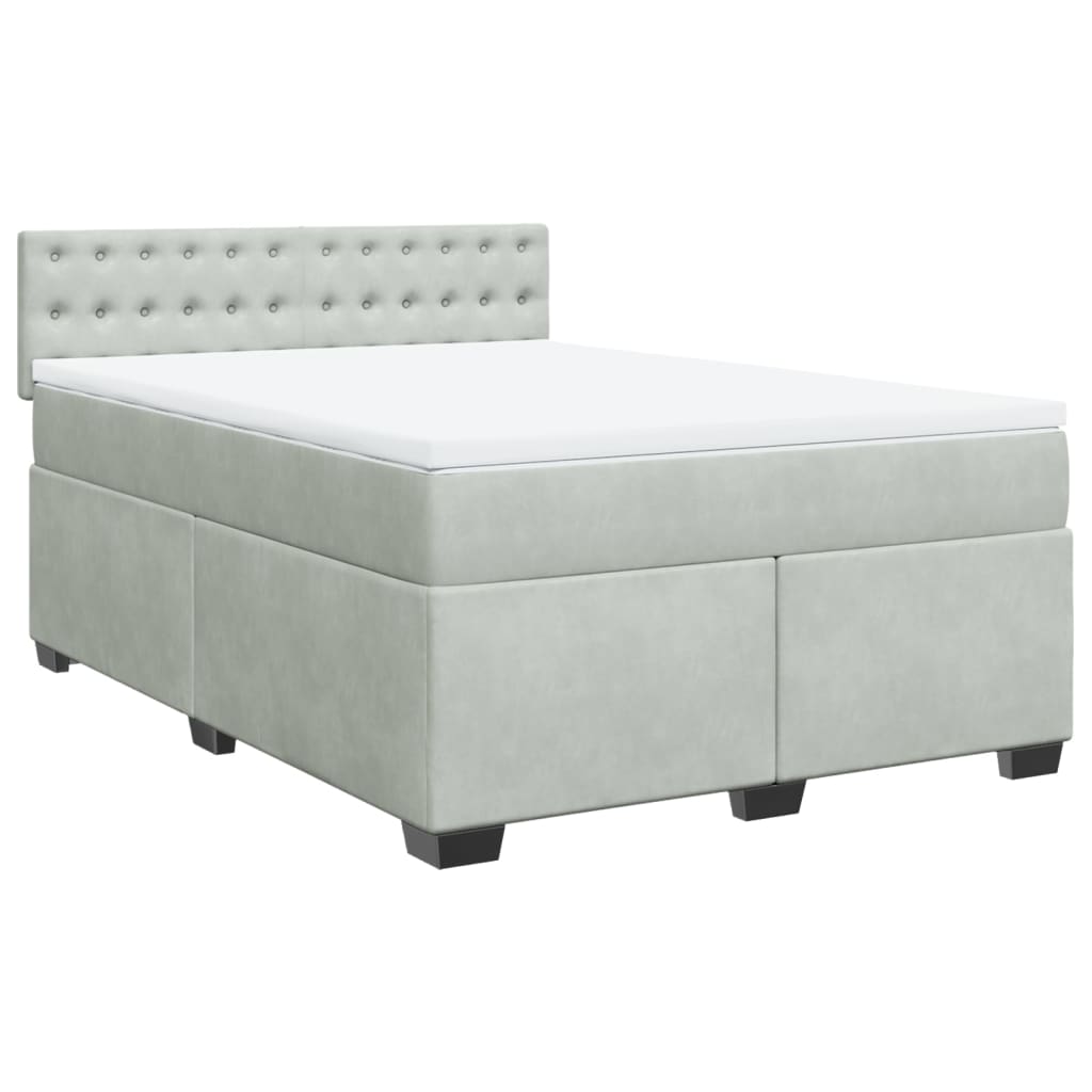 Boxspring met matras fluweel lichtgrijs 140x200 cm is nu te koop bij PeponiXL, paradijselijk wonen!