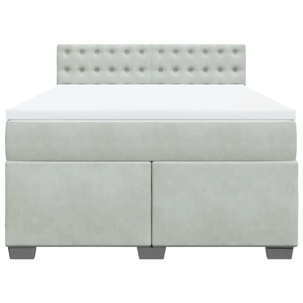 Boxspring met matras fluweel lichtgrijs 140x200 cm is nu te koop bij PeponiXL, paradijselijk wonen!