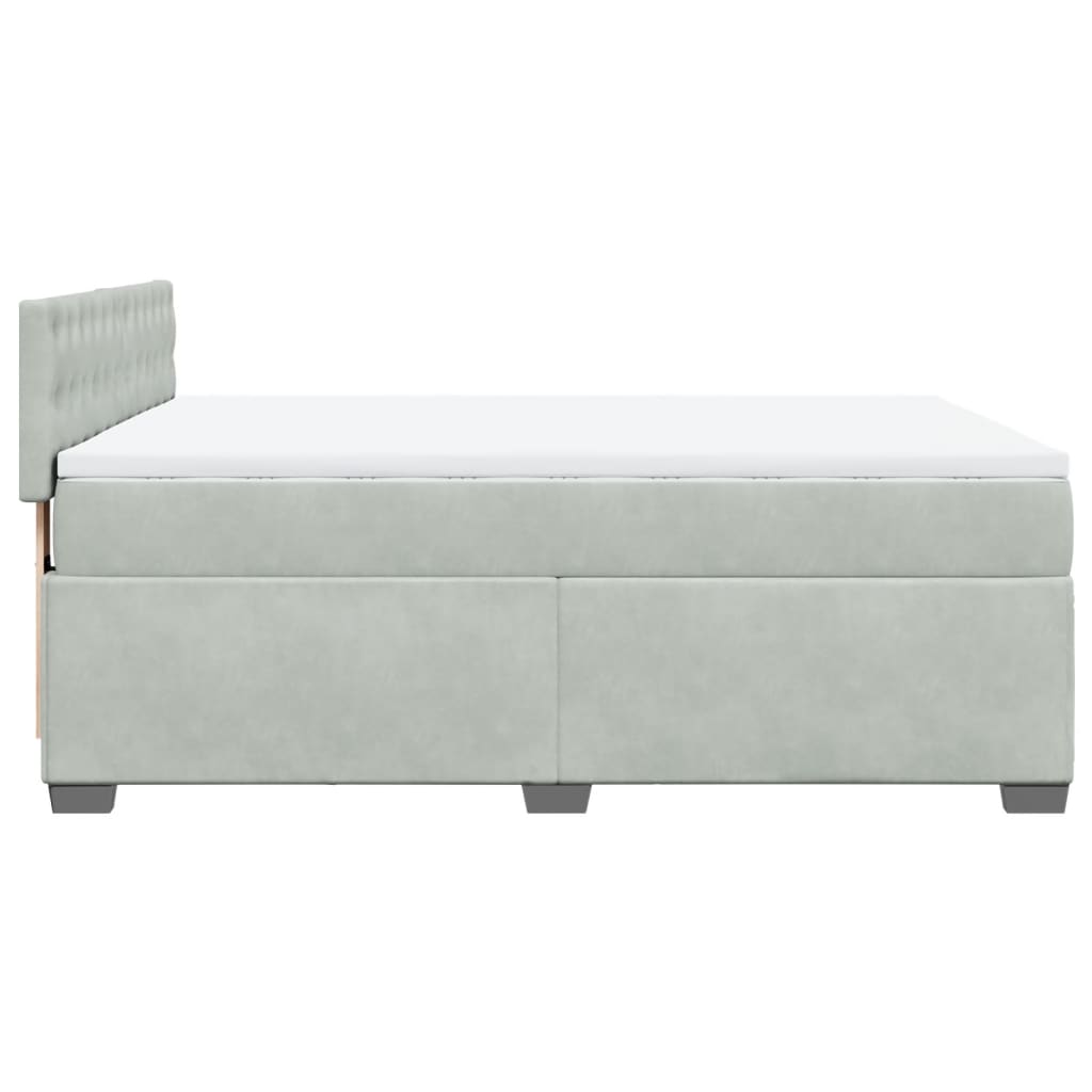 Boxspring met matras fluweel lichtgrijs 140x200 cm is nu te koop bij PeponiXL, paradijselijk wonen!