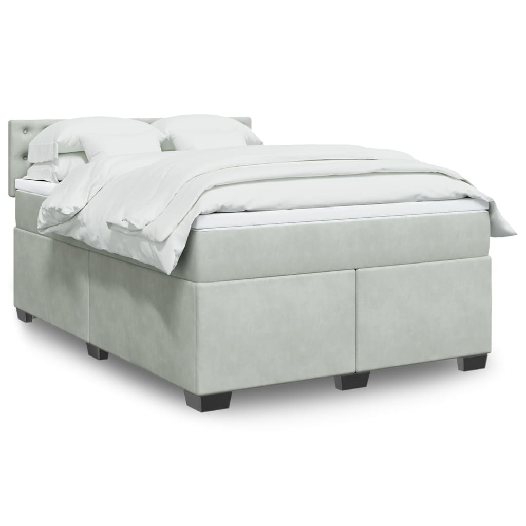 Boxspring met matras fluweel lichtgrijs 140x200 cm is nu te koop bij PeponiXL, paradijselijk wonen!
