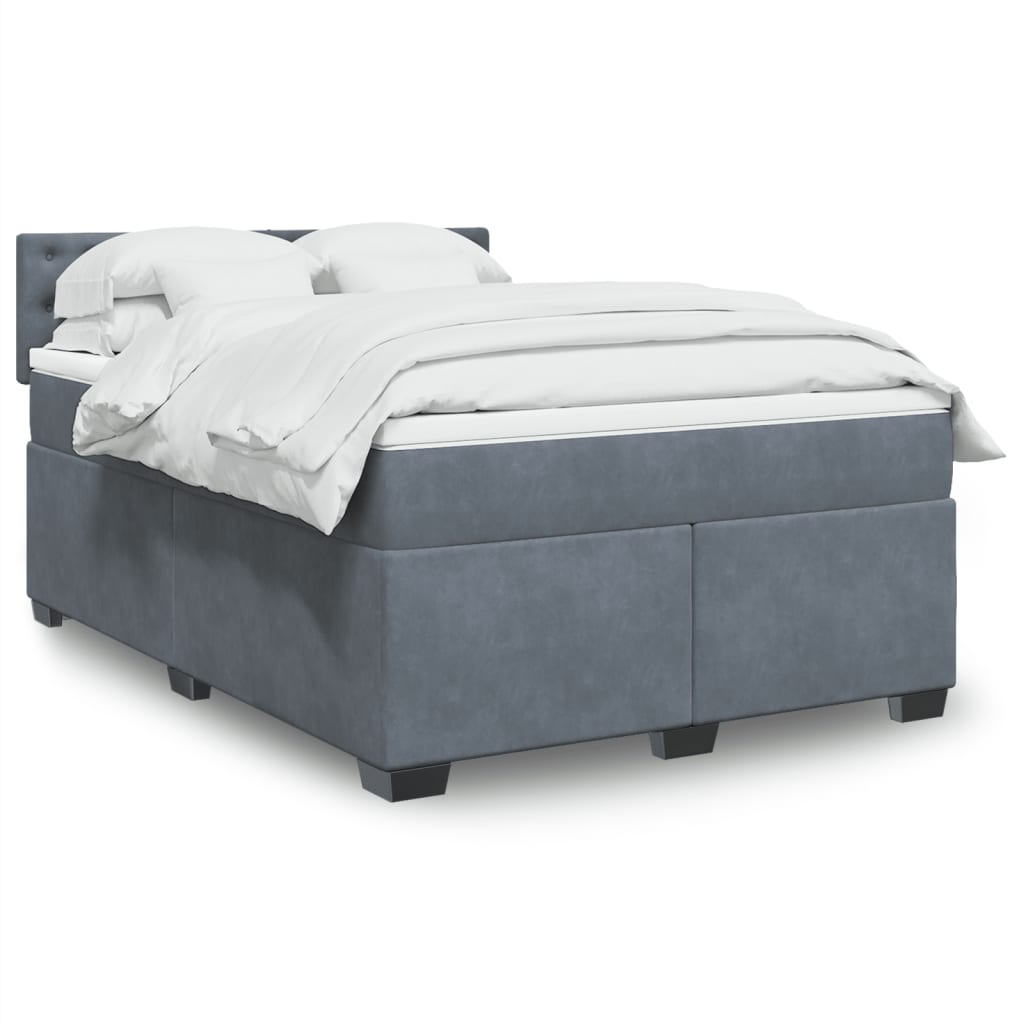 Boxspring met matras fluweel donkergrijs 140x200 cm is nu te koop bij PeponiXL, paradijselijk wonen!