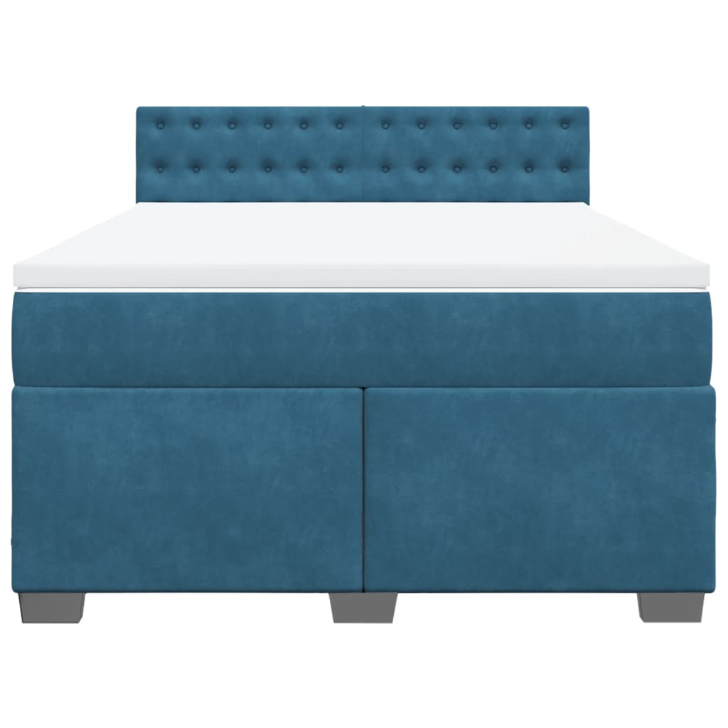Boxspring met matras fluweel donkerblauw 140x200 cm is nu te koop bij PeponiXL, paradijselijk wonen!
