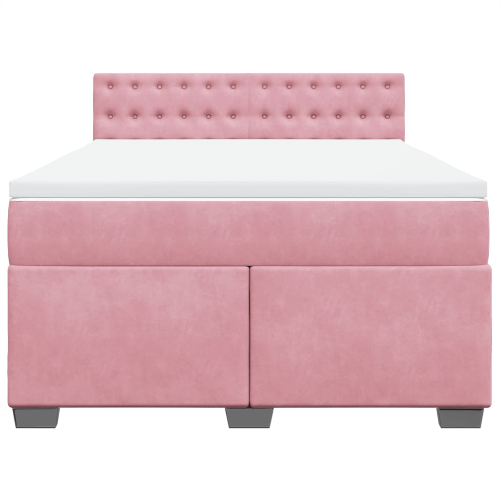 Boxspring met matras fluweel donkerroze 140x200 cm is nu te koop bij PeponiXL, paradijselijk wonen!
