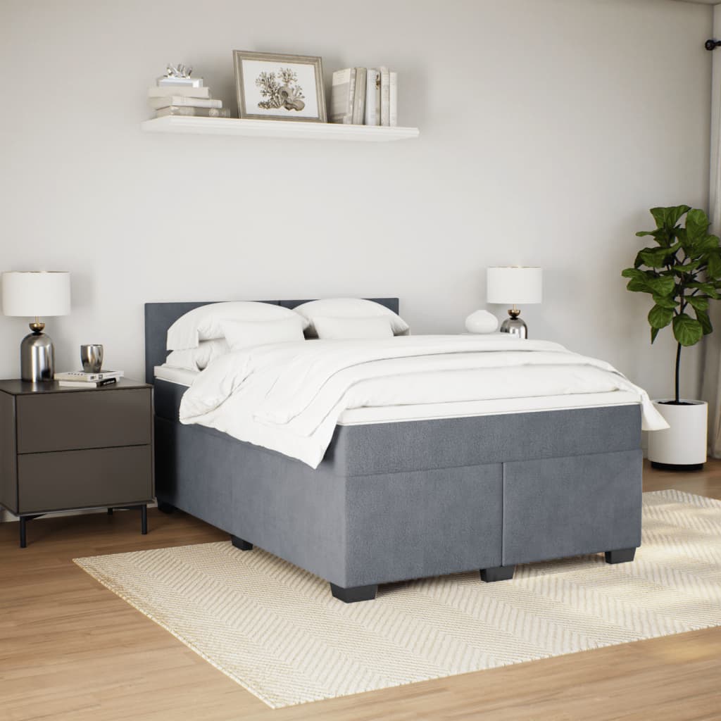 Boxspring met matras fluweel donkergrijs 160x200 cm is nu te koop bij PeponiXL, paradijselijk wonen!