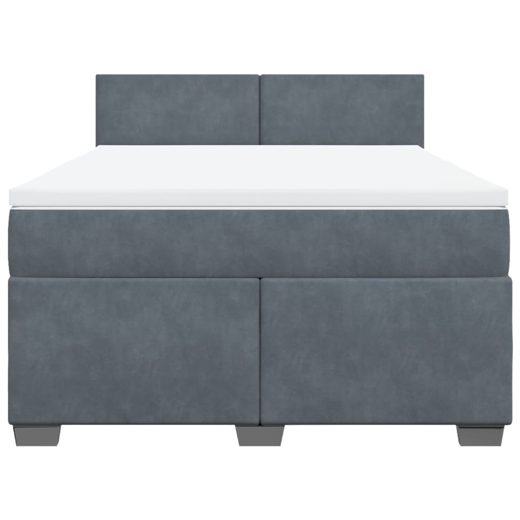 Boxspring met matras fluweel donkergrijs 160x200 cm is nu te koop bij PeponiXL, paradijselijk wonen!
