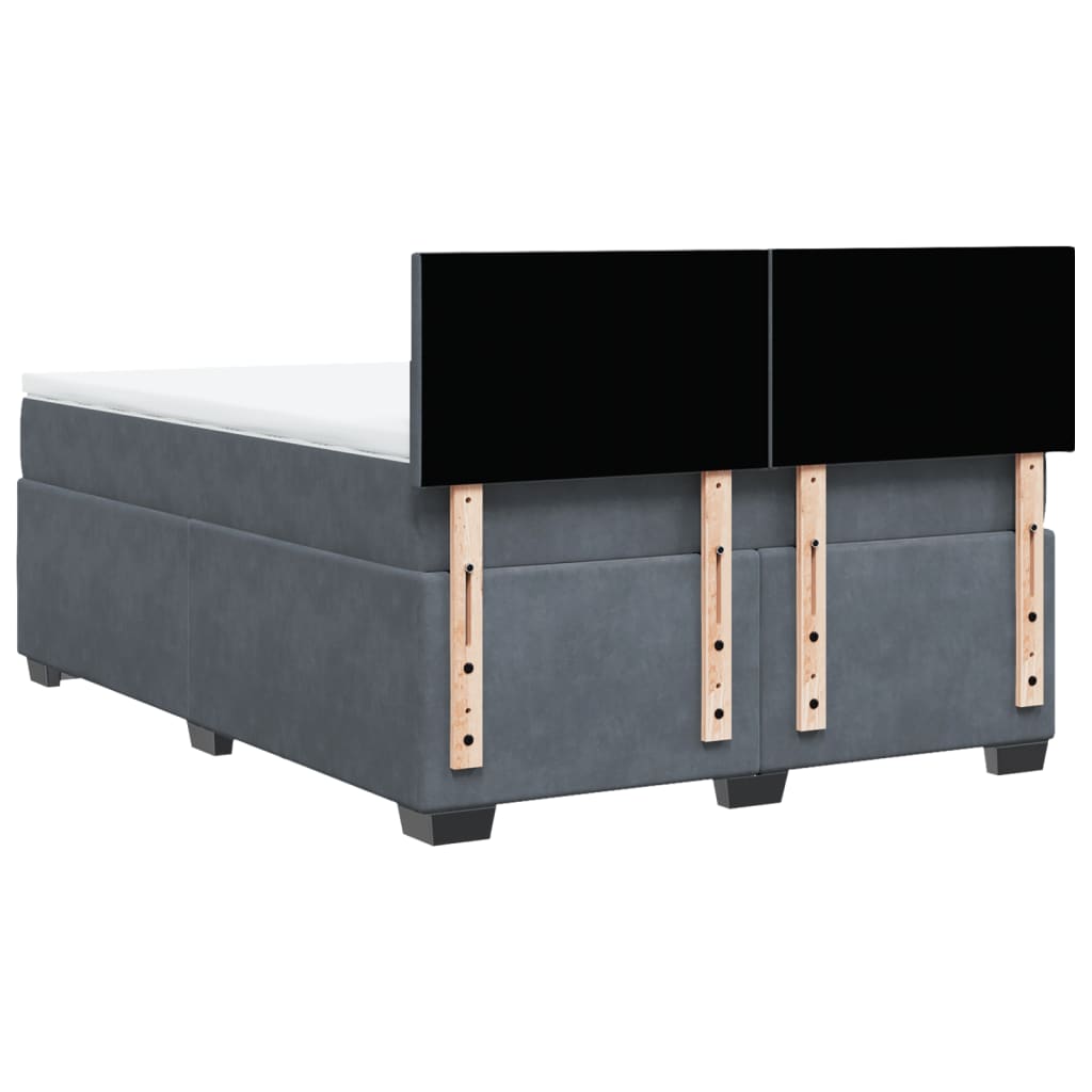 Boxspring met matras fluweel donkergrijs 160x200 cm is nu te koop bij PeponiXL, paradijselijk wonen!