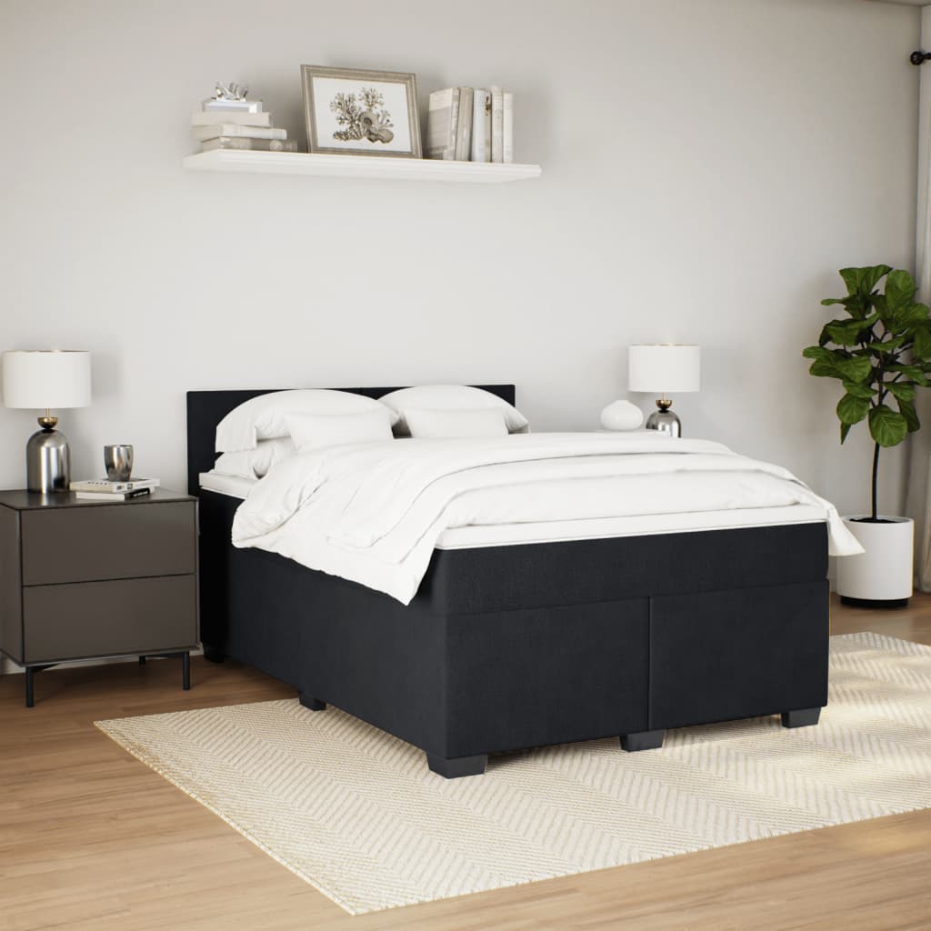 Boxspring met matras fluweel zwart 160x200 cm is nu te koop bij PeponiXL, paradijselijk wonen!