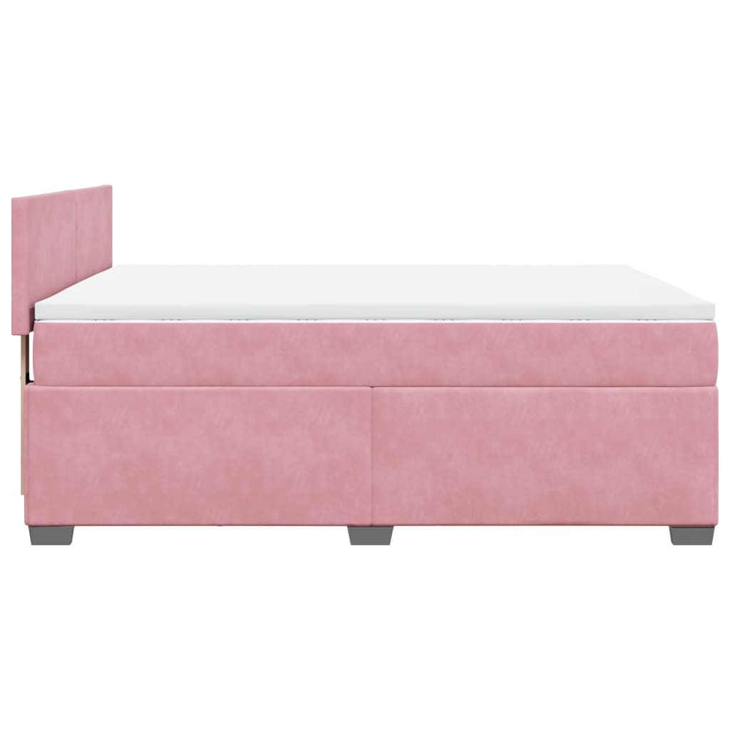Boxspring met matras fluweel roze 160x200 cm is nu te koop bij PeponiXL, paradijselijk wonen!